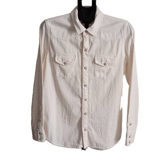 Lucky Brand Tops - Lucky Brand Off-White Western Cowgirl Cowboy Shirt Pearl Snaps Womens Size M NWT